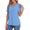 imageWIHOLL Womens Tops Basic Summer V Neck T Shirts Short Sleeve Dressy Casual Loose Fit Cute Tee Clothes Trendy Fashion Outfits3light Blue