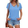 imageWIHOLL Womens Tops Basic Summer V Neck T Shirts Short Sleeve Dressy Casual Loose Fit Cute Tee Clothes Trendy Fashion Outfits3light Blue