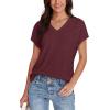imageWIHOLL Womens Tops Basic Summer V Neck T Shirts Short Sleeve Dressy Casual Loose Fit Cute Tee Clothes Trendy Fashion Outfits3rust Red