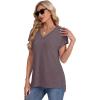 imageWIHOLL Womens Tops Basic Summer V Neck T Shirts Short Sleeve Dressy Casual Loose Fit Cute Tee Clothes Trendy Fashion Outfits3taupe