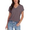 imageWIHOLL Womens Tops Basic Summer V Neck T Shirts Short Sleeve Dressy Casual Loose Fit Cute Tee Clothes Trendy Fashion Outfits3taupe