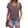 imageWIHOLL Womens Tops Basic Summer V Neck T Shirts Short Sleeve Dressy Casual Loose Fit Cute Tee Clothes Trendy Fashion Outfits3taupe
