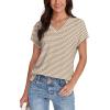 imageWIHOLL Womens Tops Basic Summer V Neck T Shirts Short Sleeve Dressy Casual Loose Fit Cute Tee Clothes Trendy Fashion Outfits4brown Geo
