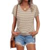imageWIHOLL Womens Tops Basic Summer V Neck T Shirts Short Sleeve Dressy Casual Loose Fit Cute Tee Clothes Trendy Fashion Outfits4brown Geo