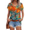 imageWIHOLL Womens Tops Basic Summer V Neck T Shirts Short Sleeve Dressy Casual Loose Fit Cute Tee Clothes Trendy Fashion Outfits4coconut Bloom