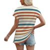 imageWIHOLL Womens Tops Basic Summer V Neck T Shirts Short Sleeve Dressy Casual Loose Fit Cute Tee Clothes Trendy Fashion Outfits4orange Striped