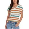 imageWIHOLL Womens Tops Basic Summer V Neck T Shirts Short Sleeve Dressy Casual Loose Fit Cute Tee Clothes Trendy Fashion Outfits4orange Striped
