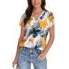 imageWIHOLL Womens Tops Basic Summer V Neck T Shirts Short Sleeve Dressy Casual Loose Fit Cute Tee Clothes Trendy Fashion Outfits4watercolor Floral