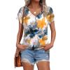 imageWIHOLL Womens Tops Basic Summer V Neck T Shirts Short Sleeve Dressy Casual Loose Fit Cute Tee Clothes Trendy Fashion Outfits4watercolor Floral