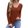 imageWIHOLL Womens Long Sleeve Shirts Basic Casual Tops Fall Fashion Slim Fitted Y2k Tops Clothes 2024Red