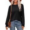 imageWIHOLL Womens Long Sleeve Shirts Loose Fits Fall Outfits Basic Casual Tunic Tops Crewneck ClothesBlack