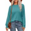 imageWIHOLL Womens Long Sleeve Shirts Loose Fits Fall Outfits Basic Casual Tunic Tops Crewneck ClothesBlue