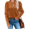 imageWIHOLL Womens Sweaters Trendy Round Neck Long Sleeve Tops Loose Fit