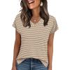 imageWIHOLL Womens Tops Basic Summer V Neck T Shirts Short Sleeve Dressy Casual Loose Fit Cute Tee Clothes Trendy Fashion Outfits4brown Geo
