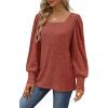 imageWIHOLL Long Sleeve Shirts for Women Trendy Casual Square Neck Tops Lightweight Sweaters01caramel