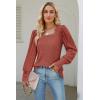 imageWIHOLL Long Sleeve Shirts for Women Trendy Casual Square Neck Tops Lightweight Sweaters01caramel