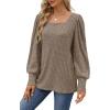 imageWIHOLL Long Sleeve Shirts for Women Trendy Casual Square Neck Tops Lightweight Sweaters02coffee