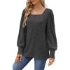 imageWIHOLL Long Sleeve Shirts for Women Trendy Casual Square Neck Tops Lightweight Sweaters05dark Grey