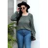 imageWIHOLL Long Sleeve Shirts for Women Trendy Casual Square Neck Tops Lightweight Sweaters06green