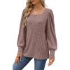 imageWIHOLL Long Sleeve Shirts for Women Trendy Casual Square Neck Tops Lightweight Sweaters08pink