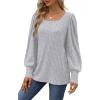 imageWIHOLL Long Sleeve Shirts for Women Trendy Casual Square Neck Tops Lightweight Sweaters09light Grey