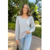 imageWIHOLL Long Sleeve Shirts for Women Trendy Casual Square Neck Tops Lightweight Sweaters09light Grey