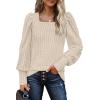 imageWIHOLL Long Sleeve Shirts for Women Trendy Casual Square Neck Tops Lightweight Sweaters10cream