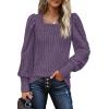 imageWIHOLL Long Sleeve Shirts for Women Trendy Casual Square Neck Tops Lightweight Sweaters11purple