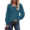 imageWIHOLL Long Sleeve Shirts for Women Trendy Casual Square Neck Tops Lightweight Sweaters12marine Blue