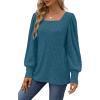imageWIHOLL Long Sleeve Shirts for Women Trendy Casual Square Neck Tops Lightweight Sweaters12marine Blue