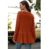 imageWIHOLL Long Sleeve Tops Shirts for Women Babydoll V Neck Buttons Ruffle Tunic Tops Blouses
