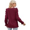 imageWIHOLL Puff Sleeve Tops for Women Crewneck Eyelet Tunic Shirts Fall Clothes