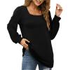 imageWIHOLL Tunic Tops for Women Loose Fit Long Sleeve Shirts Square Neck Tops01black