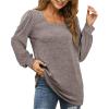 imageWIHOLL Tunic Tops for Women Loose Fit Long Sleeve Shirts Square Neck Tops01coffee