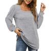 imageWIHOLL Tunic Tops for Women Loose Fit Long Sleeve Shirts Square Neck Tops01light Grey