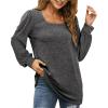 imageWIHOLL Tunic Tops for Women Loose Fit Long Sleeve Shirts Square Neck Tops02dark Grey