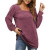 imageWIHOLL Tunic Tops for Women Loose Fit Long Sleeve Shirts Square Neck Tops03grey Red