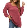 imageWIHOLL Tunic Tops for Women Loose Fit Long Sleeve Shirts Square Neck Tops04brick Red