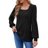 imageWIHOLL Tunic Tops for Women Loose Fit Long Sleeve Shirts Square Neck Tops06black