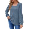 imageWIHOLL Tunic Tops for Women Loose Fit Long Sleeve Shirts Square Neck Tops06blue