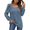 imageWIHOLL Tunic Tops for Women Loose Fit Long Sleeve Shirts Square Neck Tops06blue