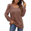 imageWIHOLL Tunic Tops for Women Loose Fit Long Sleeve Shirts Square Neck Tops06brown