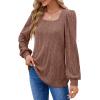 imageWIHOLL Tunic Tops for Women Loose Fit Long Sleeve Shirts Square Neck Tops06brown