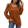 imageWIHOLL Tunic Tops for Women Loose Fit Long Sleeve Shirts Square Neck Tops06caramel