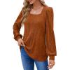 imageWIHOLL Tunic Tops for Women Loose Fit Long Sleeve Shirts Square Neck Tops06caramel