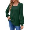 imageWIHOLL Tunic Tops for Women Loose Fit Long Sleeve Shirts Square Neck Tops06dark Green