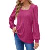 imageWIHOLL Tunic Tops for Women Loose Fit Long Sleeve Shirts Square Neck Tops06hot Pink