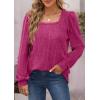 imageWIHOLL Tunic Tops for Women Loose Fit Long Sleeve Shirts Square Neck Tops06hot Pink