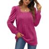 imageWIHOLL Tunic Tops for Women Loose Fit Long Sleeve Shirts Square Neck Tops06hot Pink