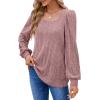 imageWIHOLL Tunic Tops for Women Loose Fit Long Sleeve Shirts Square Neck Tops06pink
